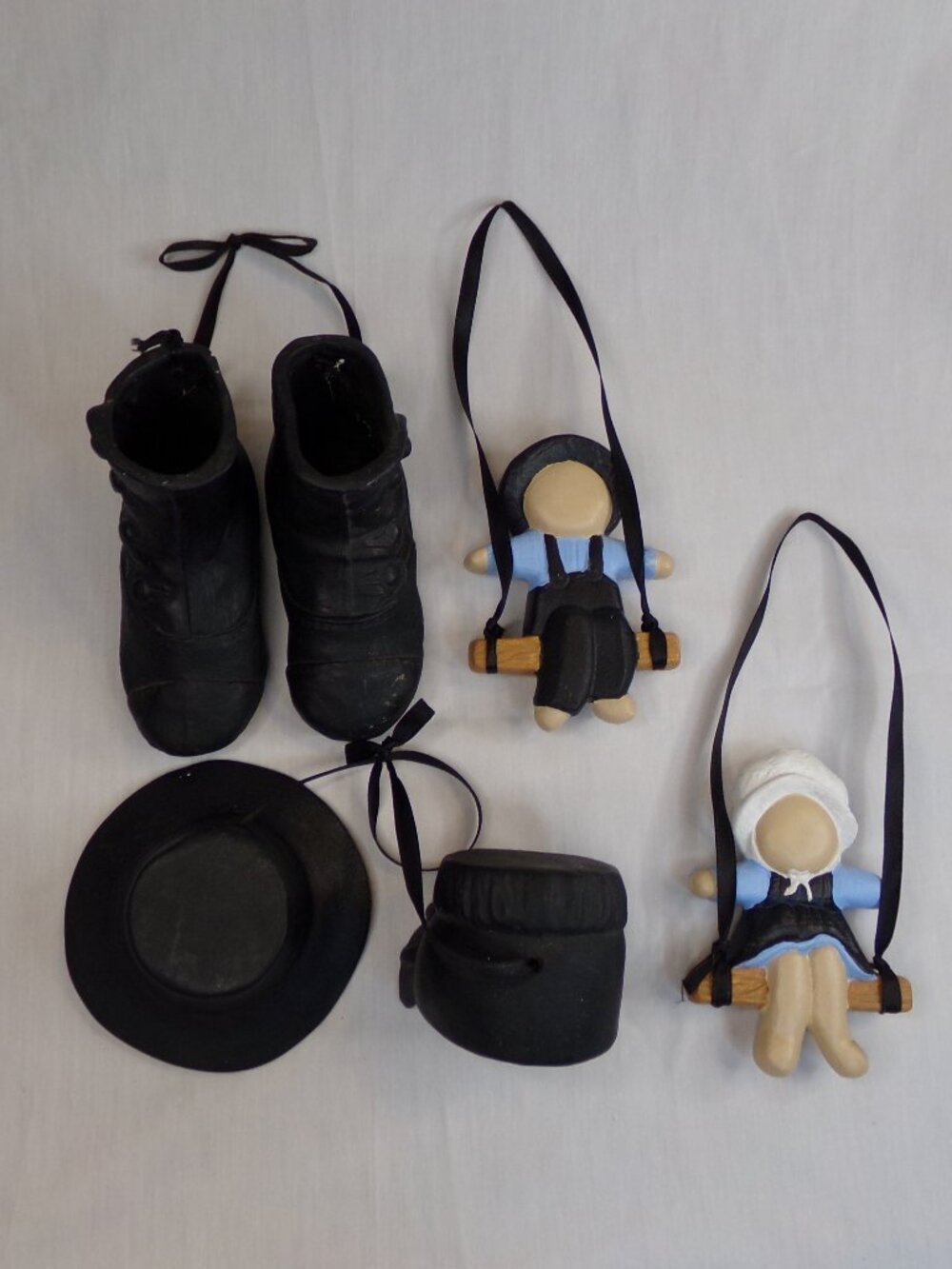 Amish Boy Girl Shoes Hats Swing Hanging Shelf Decor